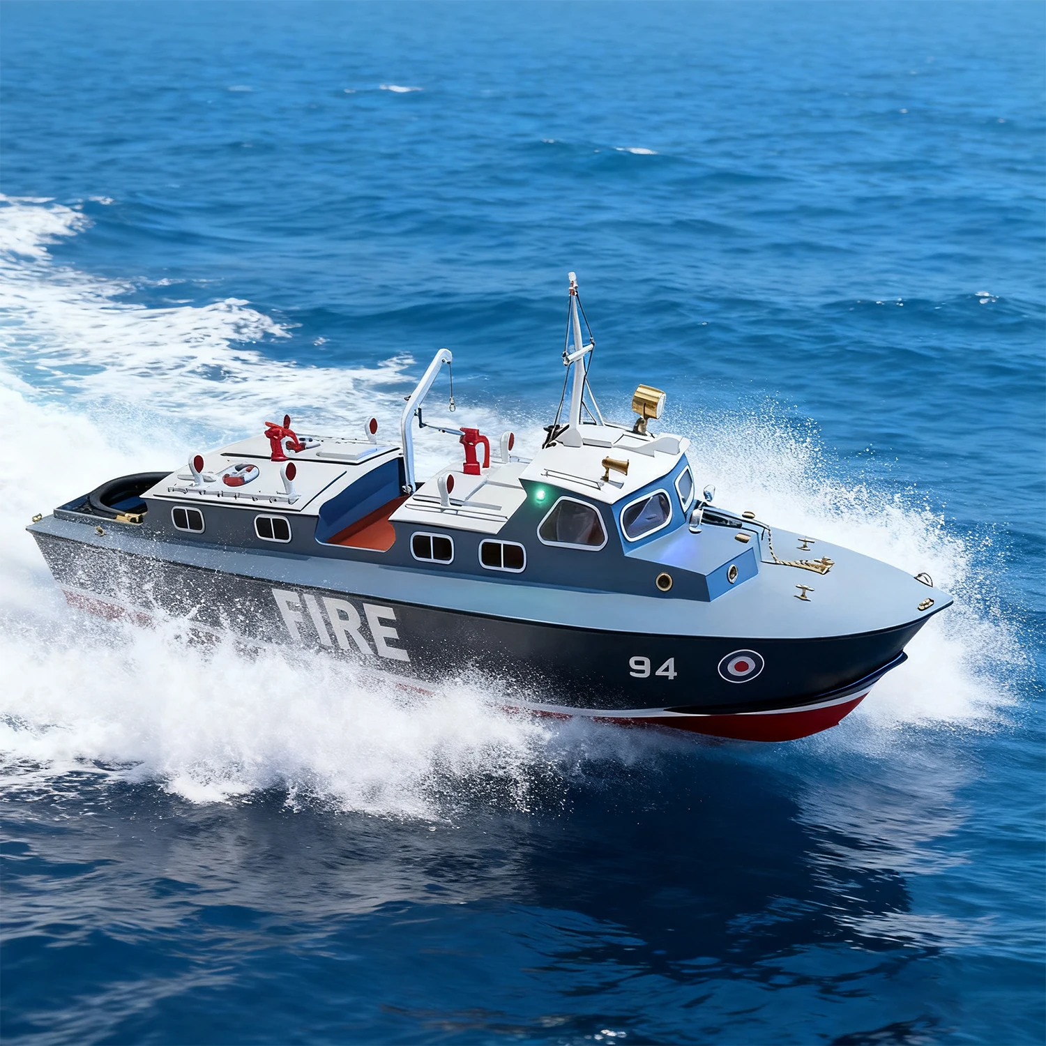 1/32 RC Boat 73cm Simulation FIRE 94 Fireboat Remote Control Boat Twin-propeller 390 Motor RC Boat Model Kit Ship Toy