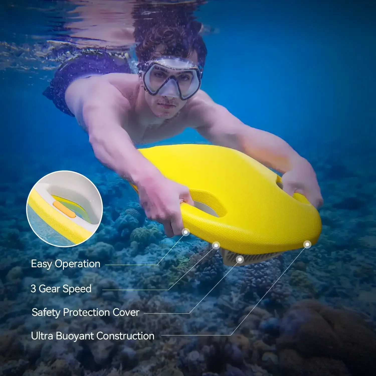 Asiwo 수영 킥보드 Electirc, 수영 훈련 킥보드 성인용 어린이를위한 3 속도 수상 스포츠 수영장 보드