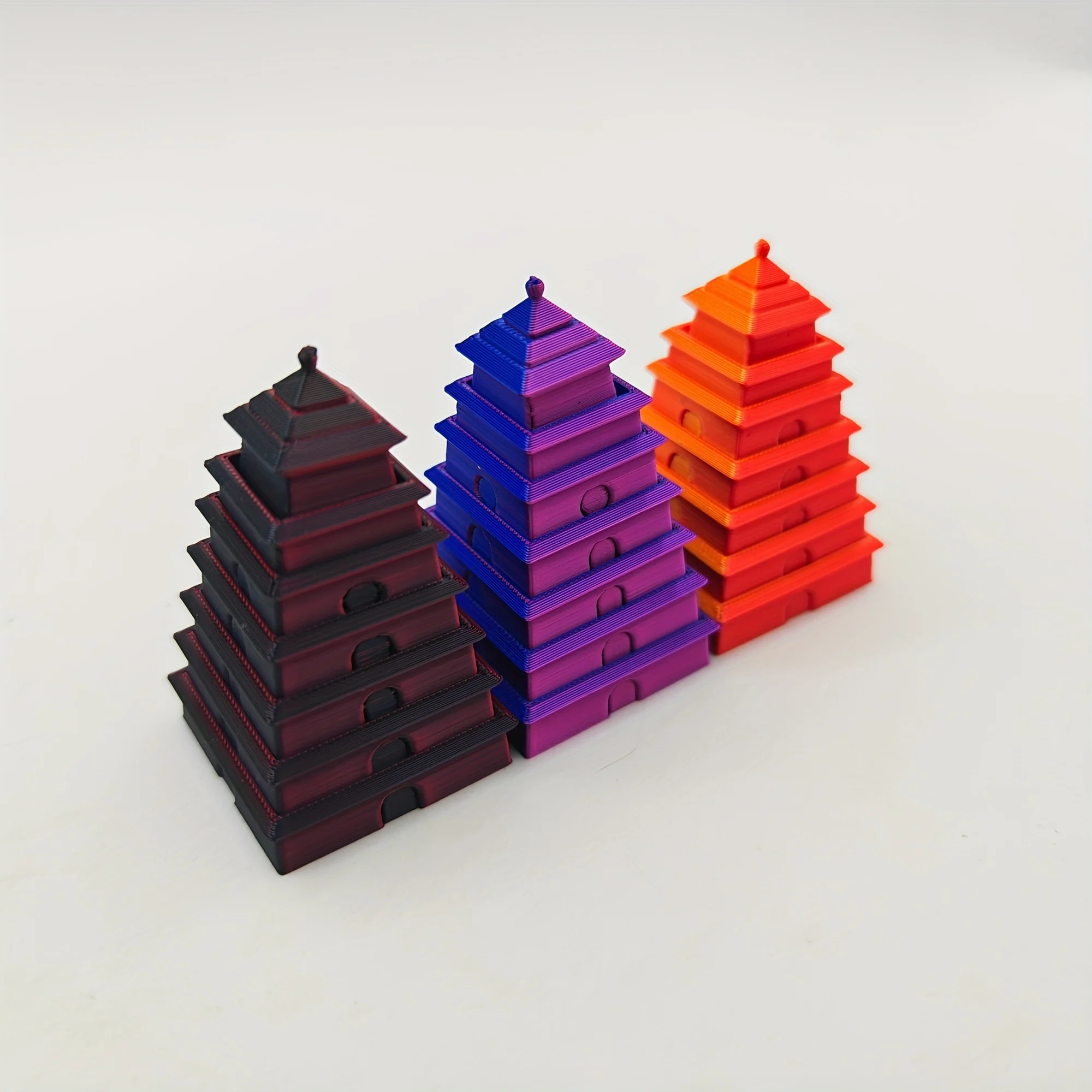 

3D printing of telescopic pagoda model with multi-color gradient and novel creative desktop decoration, room decoration