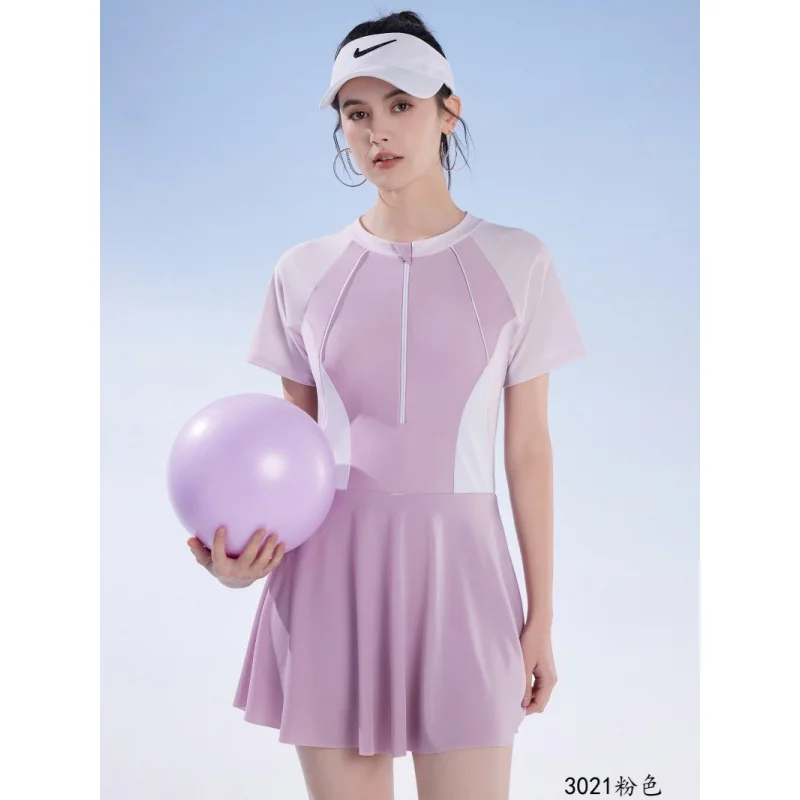 Minsu Traje de baño para mujer 2025 Nuevo traje de baño conservador de una pieza Control de barriga Adelgazante Estudiante Piscina Exclusivo Mujer S