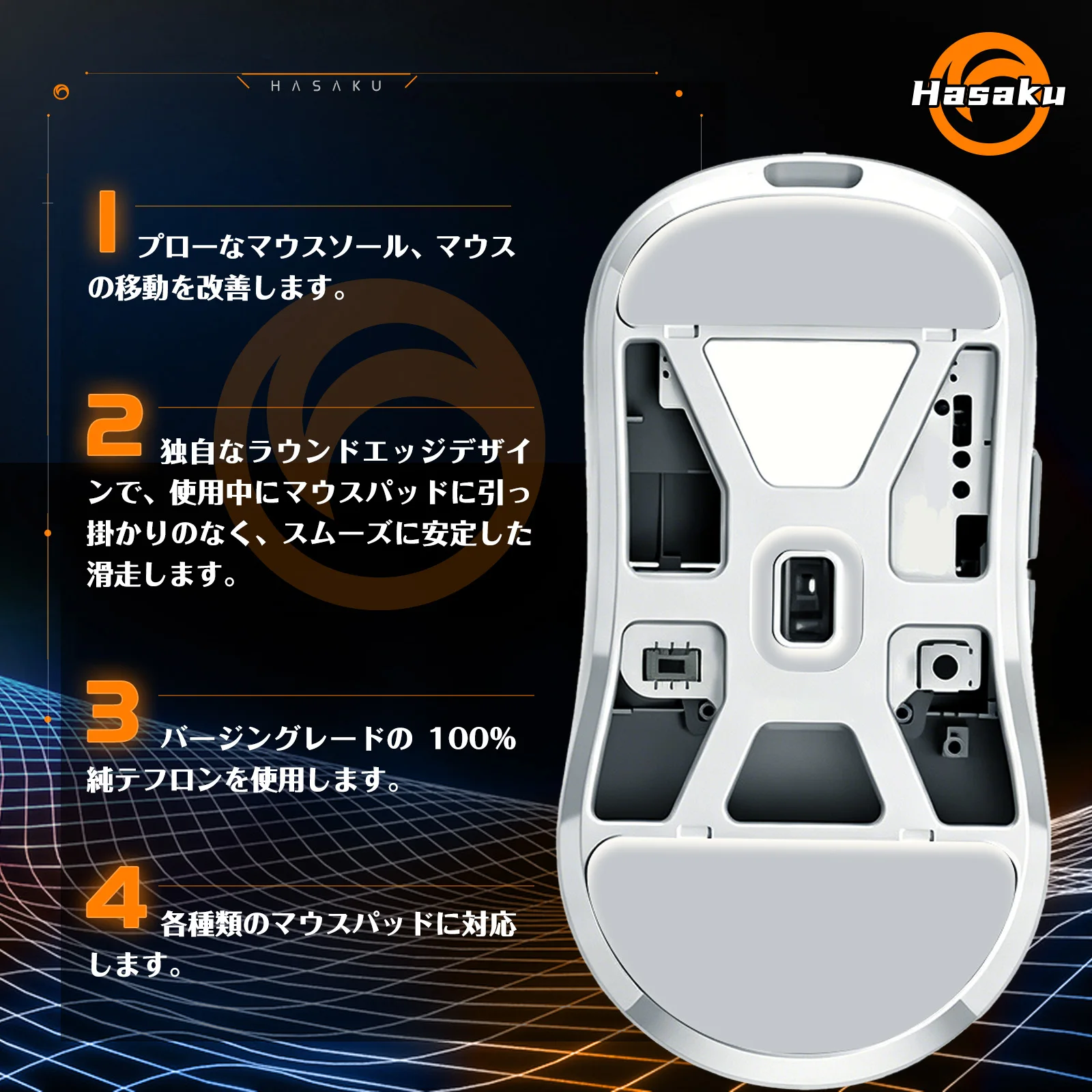 2 Sets HASAKU Rounded Curved Edges Gaming Mouse Feet Skates for Pusar X2N CrazyLight Wireless Mouse Feet Pad Replacement