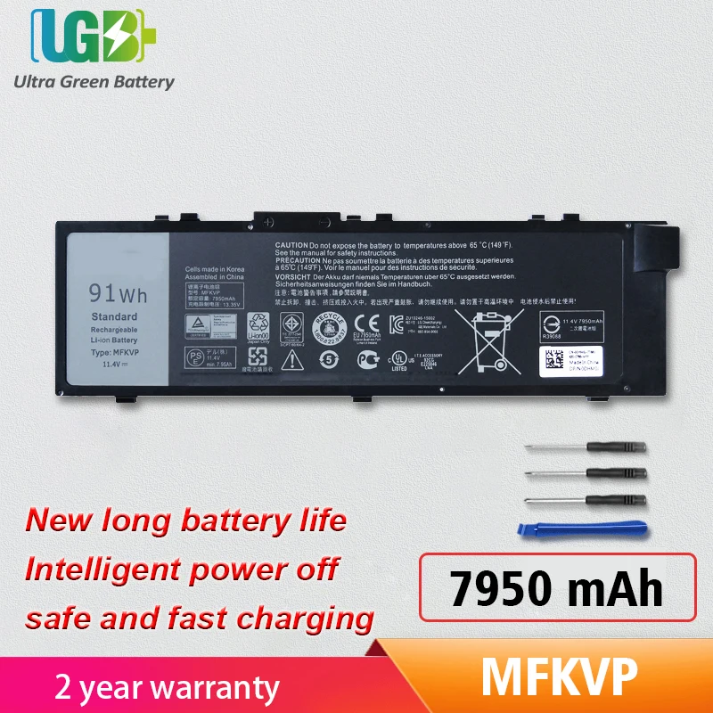 UGB New MFKVP GR5D3 0RDYCT T05W1 Battery For Dell Precision 7510 7520 7710 7720 M7710 M7510 1G9VM 0FNY7 M28DH Akku