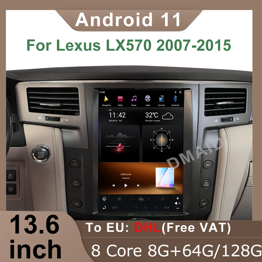 

Tesla Screen Car Radio Android 11 Multimedia player For Lexus LX570 LX 570 2007-2015 GPS Navigation Stereo Video Carplay Auto