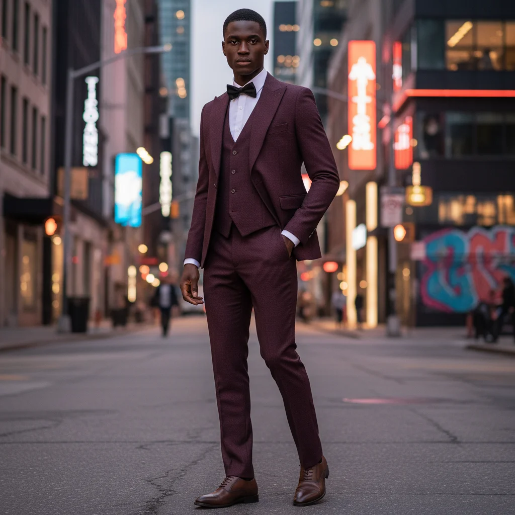 ST Cassy luxury maroon Men Suit Slim Fit Male Groom Wedding Blazers Party Dress  Suit Business Office three-piece suit