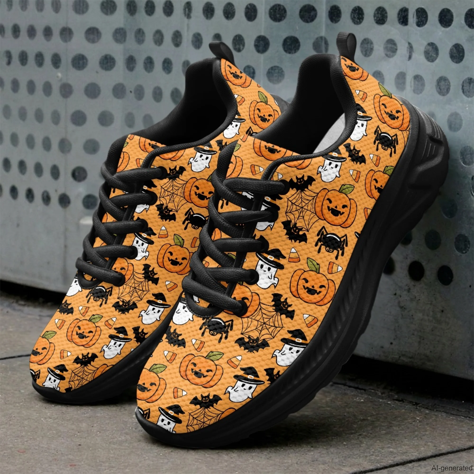 XIXIRIMIDO Running Shoes for Men Breathable Mesh Casual Walking Shoes for Women Ghosts Print Workout Gym Sneakers 35-48