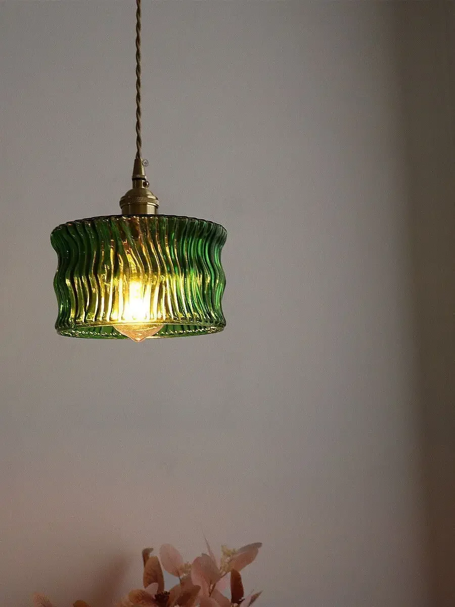 

Vintage Japanese Brass Bark Glass Pendant Lamp Minimalist Design for Bedroom Cafe Bar Lighting