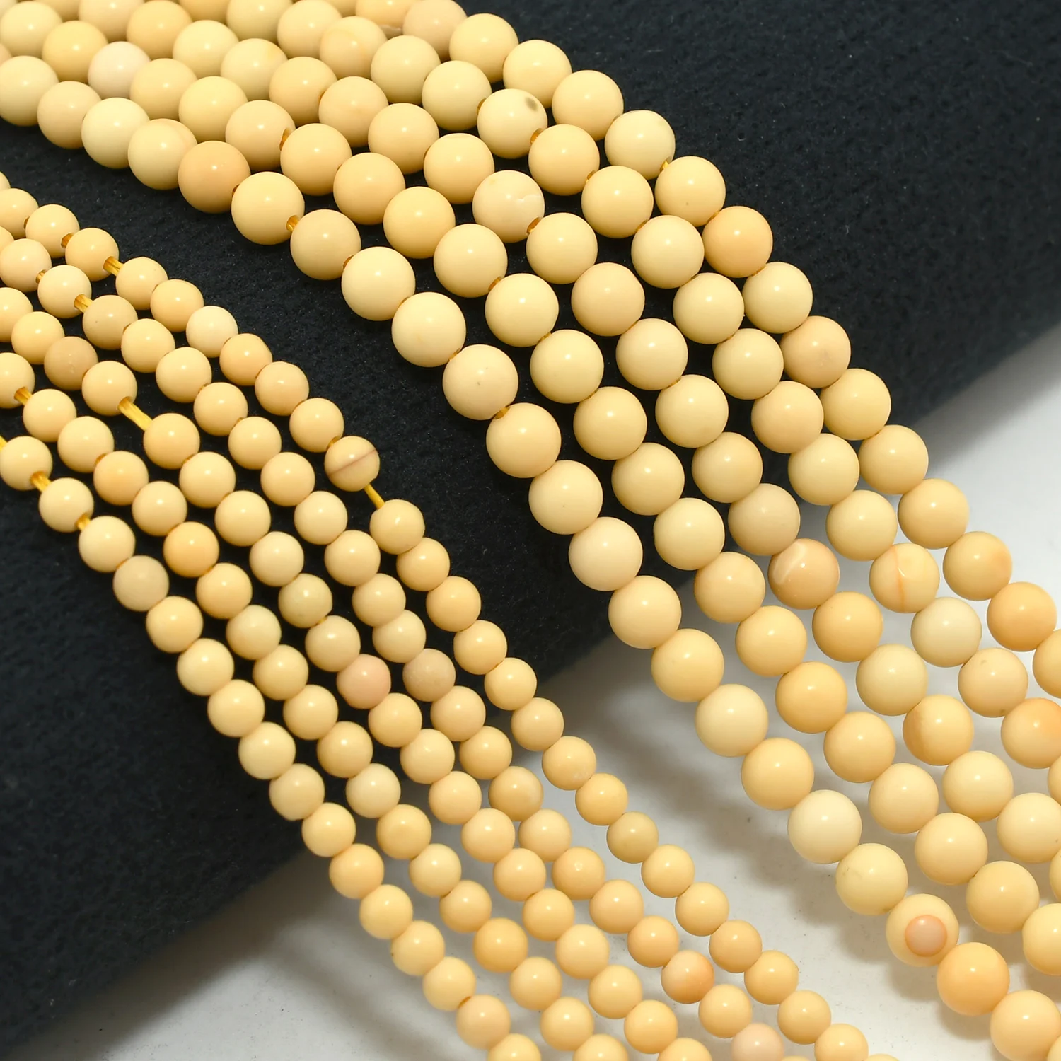 Natural Light Yellow Nephrite Jade Small Loose Round Beads 3mm/4mm