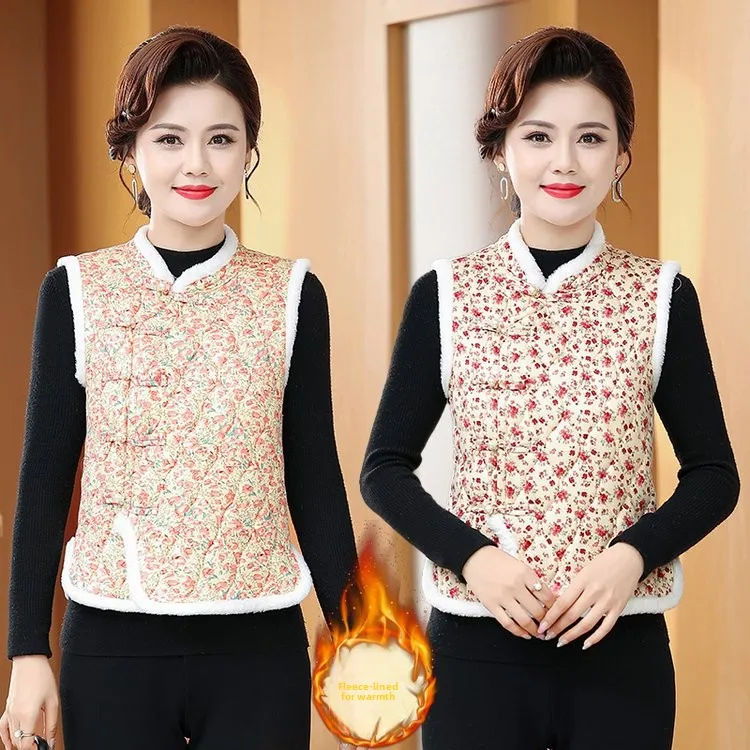 

Осенне-зимний новый жилет в китайском стиле с цветочной вышивкой, теплый, модный, улучшенный, на флисовой подкладке, с подплечниками