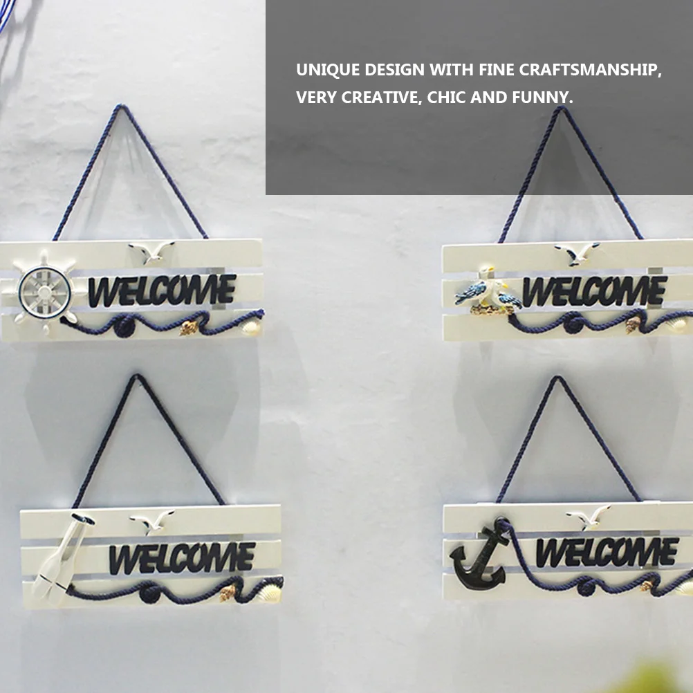 1 قطعة خشب الصنوبر ترحيب علامة معلقة لوحة الباب نمط البحر الأبيض المتوسط الإبداعية بحري جدار زخرفة للمنزل متجر استوديو ديكور #5