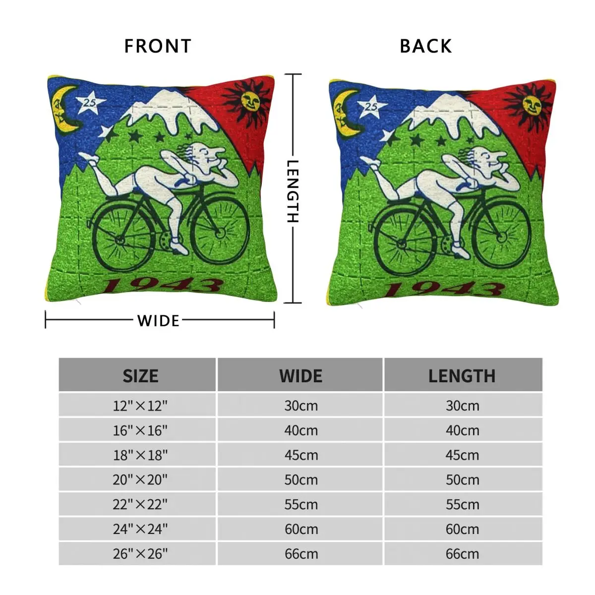 Bicycle Day Lsd Blotter Art Tab Square Pillowcase Pillow Cover Cushion Zip Decorative Comfort Throw Pillow for Home Car
