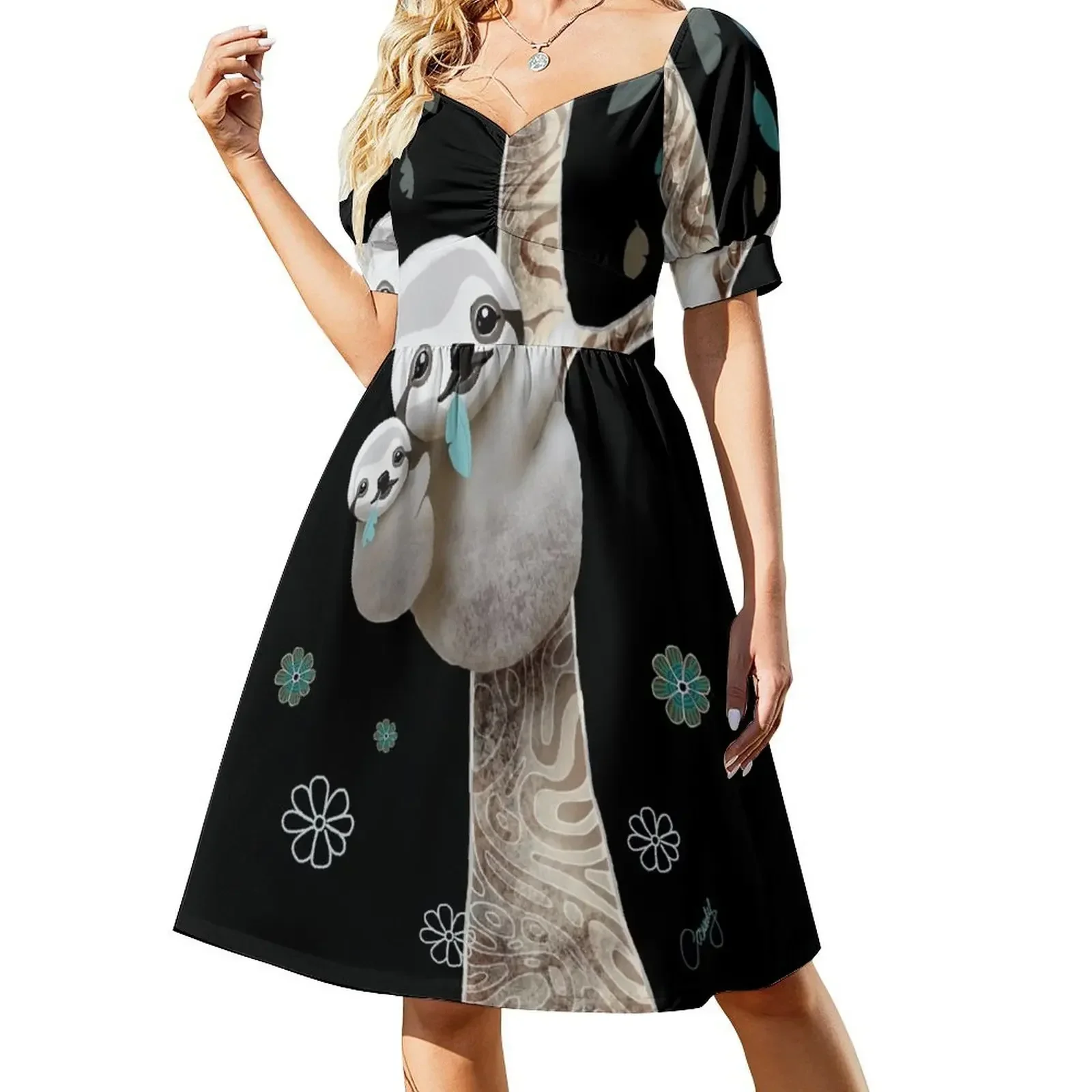 

Baby Sloth Midnight Short-Sleeved Dress clothes for women women's summer clothing 2025 elegant party dress for women 2025 Dress