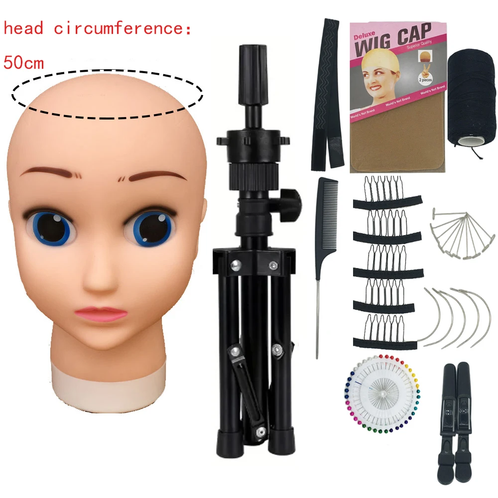 Mannequin Head With T-pin Wig Cap Tripod For Women Making Wig Hat Glasses Mask Display Cosmetology Manikin Head Makeup Practice