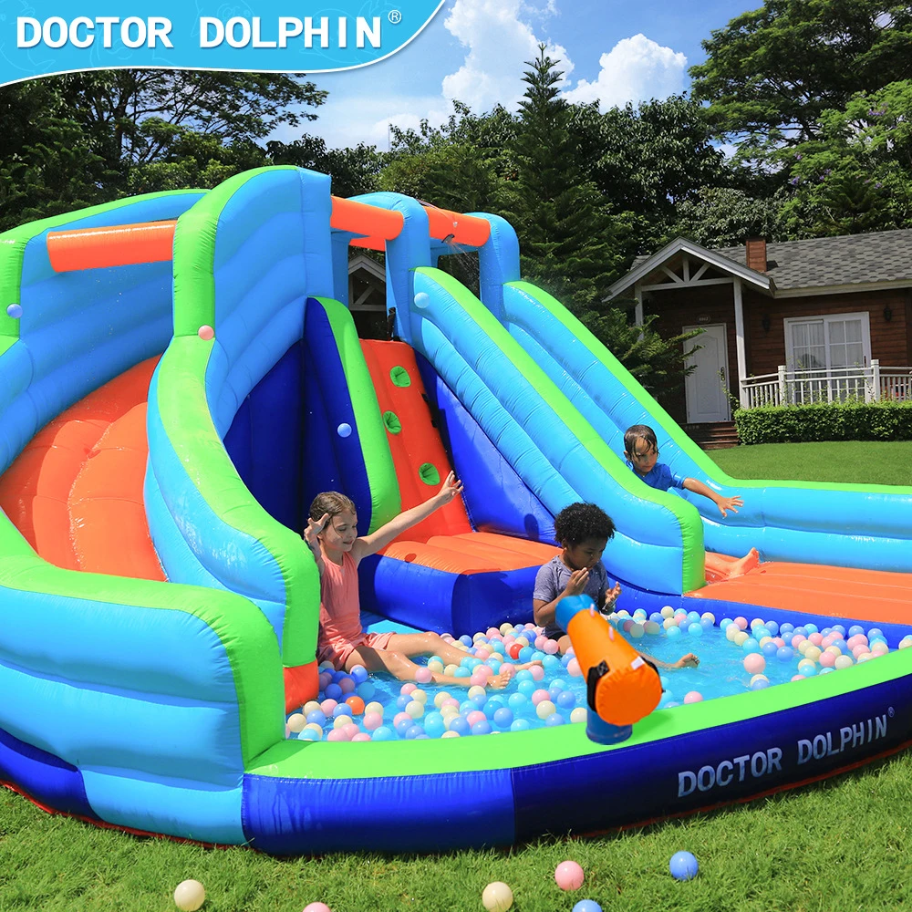 Two slides Inflatable children\'s jump castle jump swimming pool diving bed slides children\'s playground