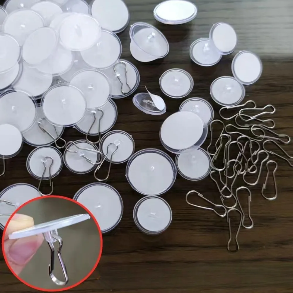 100pcs Christmas Hanging Ornaments Sticky Ceiling Hooks Transparent Round Wall Hooks Self Adhesive Mini Suction Cup   JJ3403