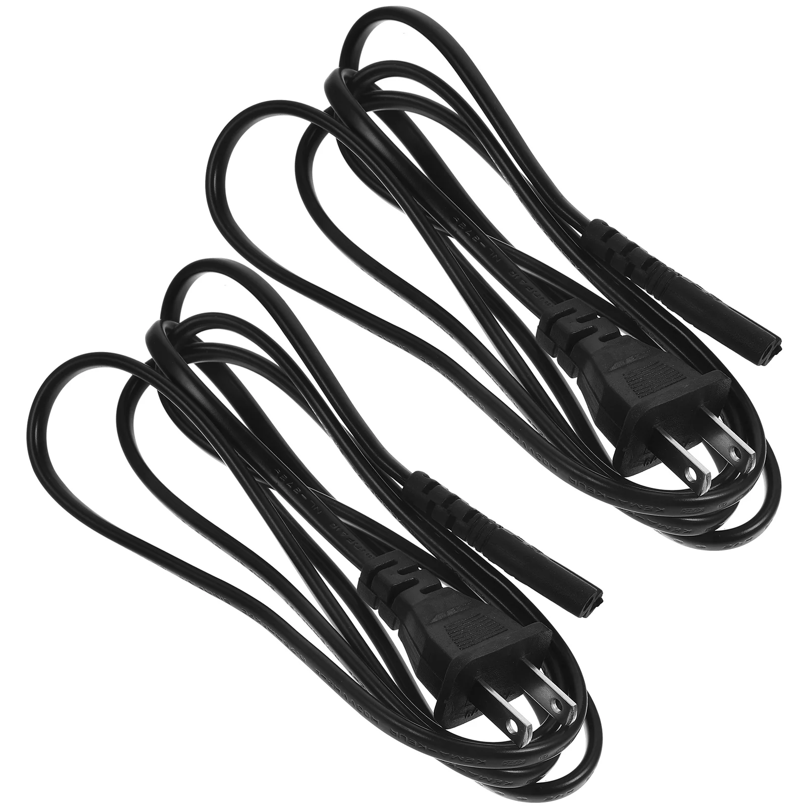 

2pcs Us Plug Prong Extension Cable For Lamp Speaker Stereo Long Thin Black Replacement Power Cords 2 Wire Cord For Low