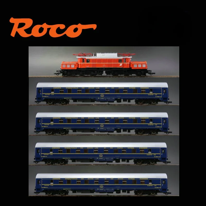 ROCO Train Model HO1/87 61469 Digital Sound Effect Crocodile Electric Locomotive Four-section Coach Orient Express 5-section Set