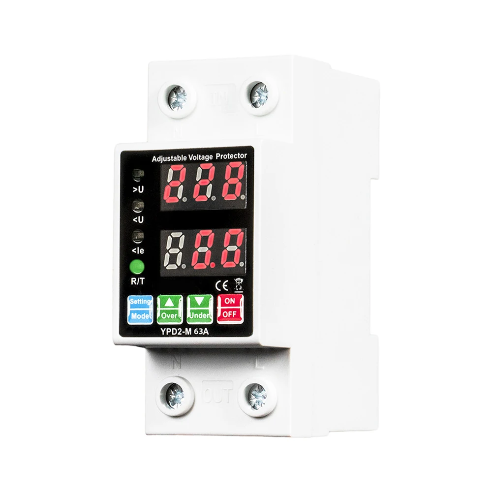 40A/63A DIN Rail Digitale Voltmeter Zelfherhalende Over-Underspanning Overstroom Verstelbare Meter 220V Spanning Bescherming schakelaar