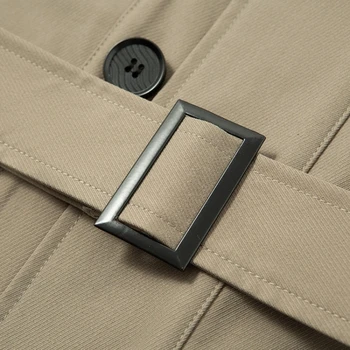 High-quality Men's Business Casual Windbreaker, Solid Color Daily Windproof Long Jacket, Elegant British Style Coat. 6