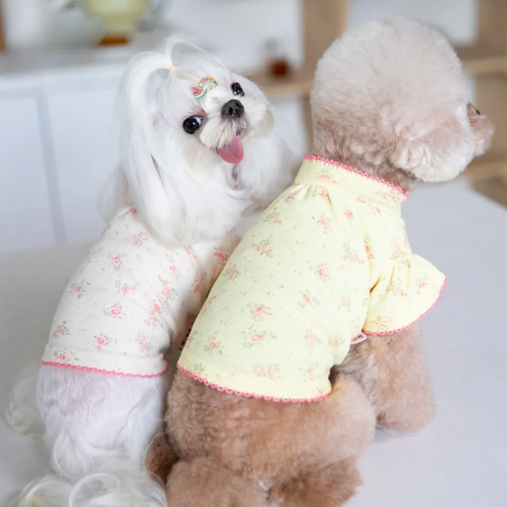 Dog Autumn Winter Floral Base Shirt Pullover Plaid Hoodie Autumn Winter Warm Pet Cat Clothes Compared To Teddy Bear Clothing