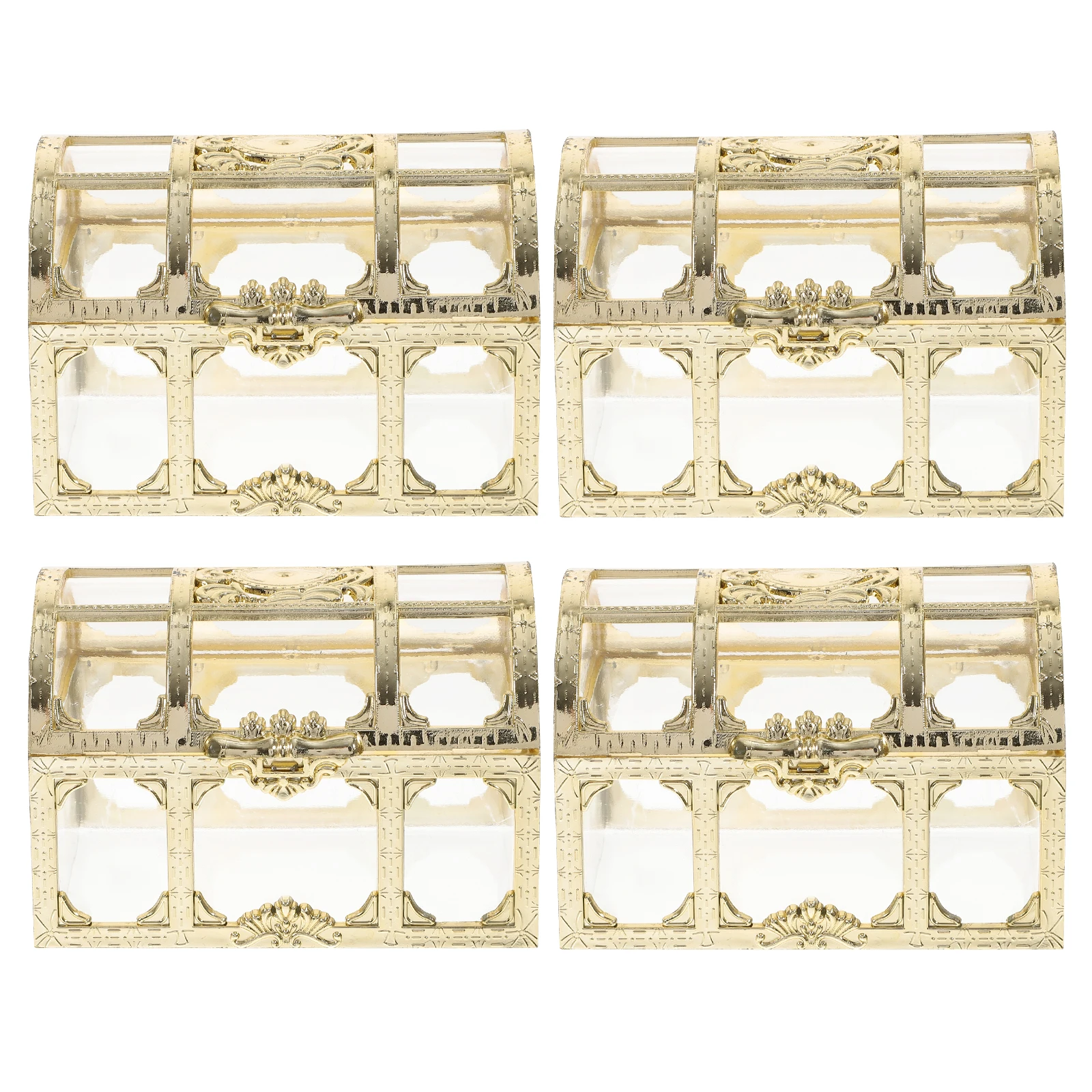 

4 Pcs Chest Treasure Chest Boxes for Kids Mini Storage Case Jewelry Display Pirate Box For Plastic Tool