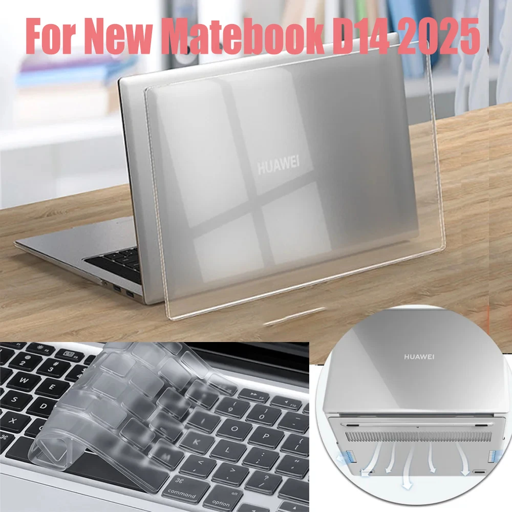 

New Laptop Case for Huawei MateBook D14 2025 2024 2023 with Keyboard Cover for Matebook D 14 Anti-fall Hard Protective Shell