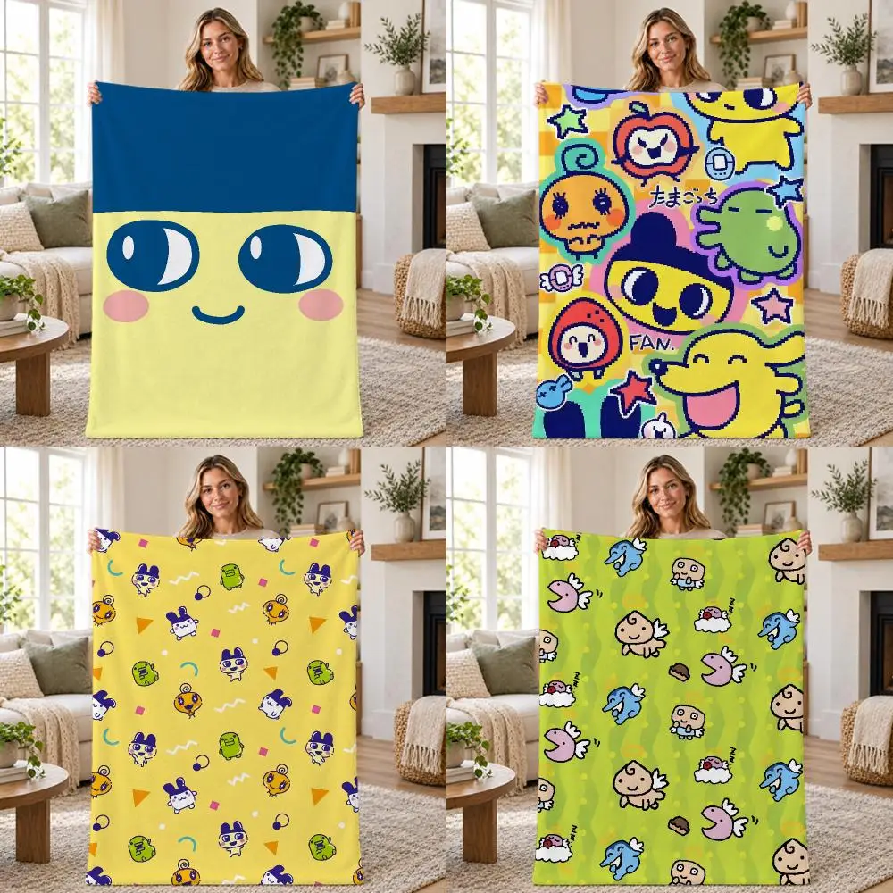 Toy Retro Cute Tamagotchi Throw Soft Warm Flannel Throw Blanket for Sofa Bed Office Home Holiday Gift All Season