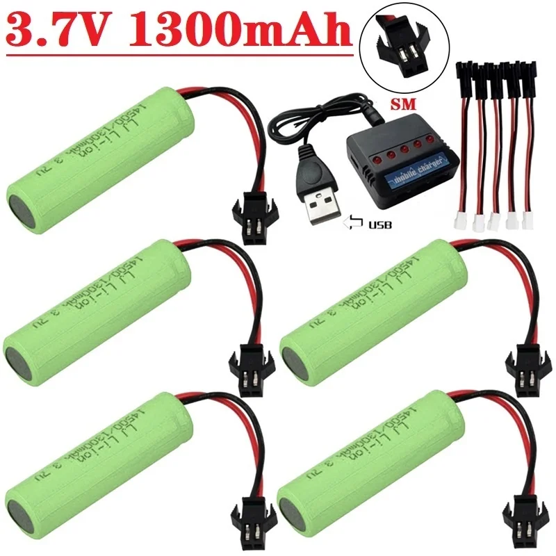 14500 3.7v 1300mah Rechargeable lipo battery SM plug For RC Stunt Dump Car JJRC C2 D828 RC Car Parts With Charger