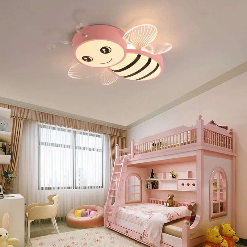 

2022 Children's Room Honeybee Ceiling Light LED Dimmable Lamp Bee Kids Boys Girls Bedroom Study Потолочная Лампа Детской Комнаты