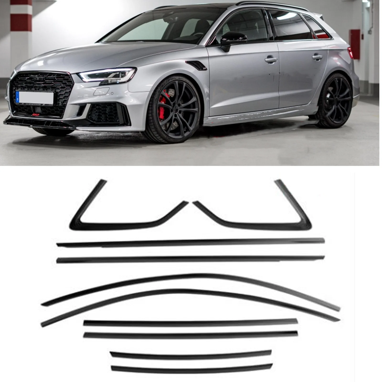 

Titanium Black Car Exterior Window Trim Weatherstrips Seal Sticker Strip Cover Tape Gasket For Audi 2013-2020 A3 Hatchback