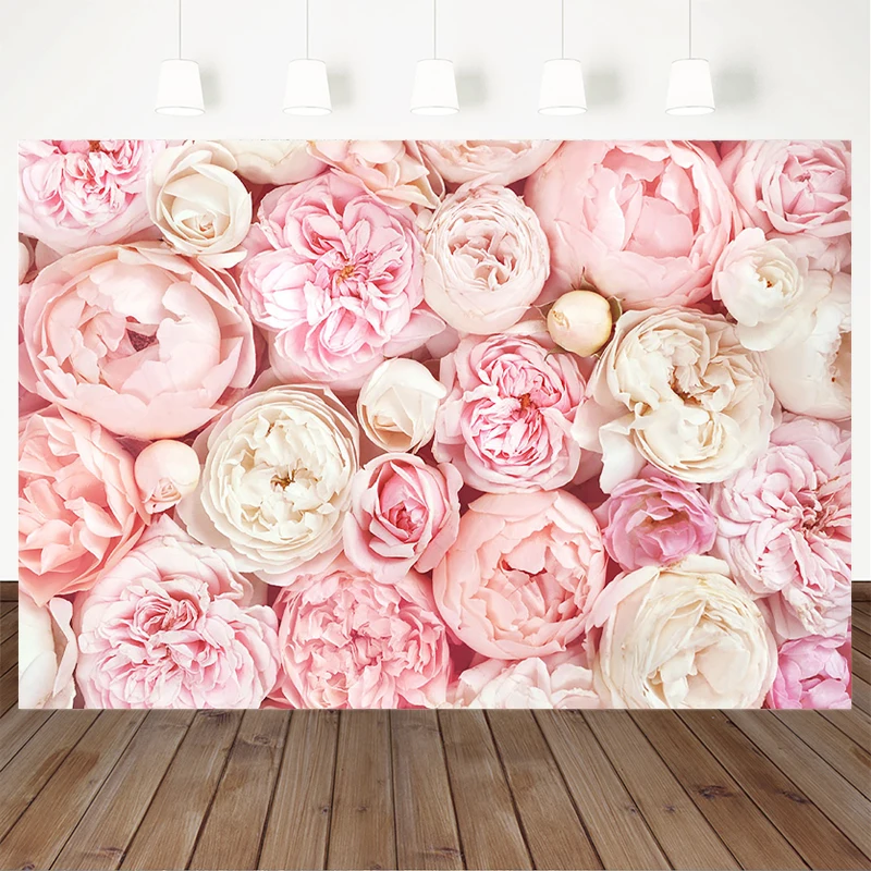 Pink Rose Background Photography Flower Wall Shower Girl Love Valentine\'s Day Backdrop Decoration Baby Wedding Prop Photo Studio