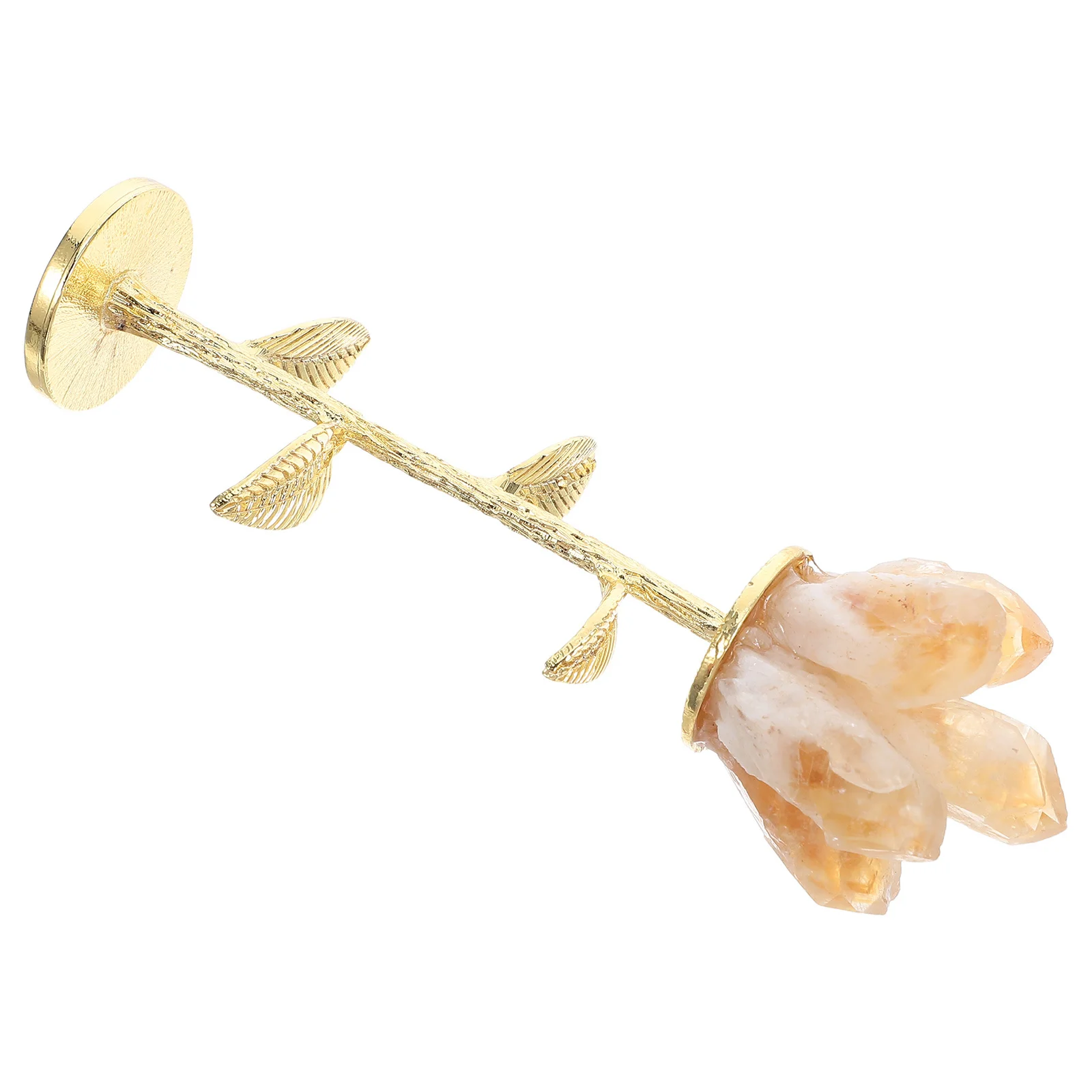 

Crystal Flower Ornament Citrine Quartz Simulation Rose Tabletop Decor For Home Office Wedding Anniversary Gift Wedding