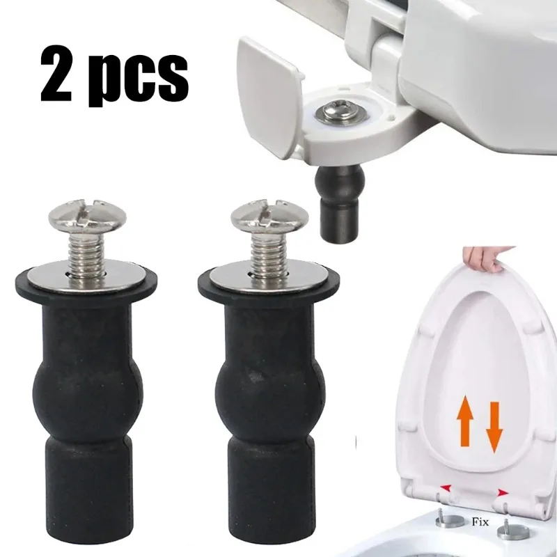 2-Pack Toilet Seat Hardware Kit - Expanding Rubber Screw Anchors for Top/Bottom Mounting, Universal Fit for Blind Hole Hinges