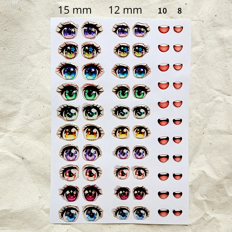 Crystal Eye sticker Three-dimensional Epoxy Sticker DIY Doll Model Eyes Mouth Long Eyelashes Eyebrows Polymer Clay Make Material