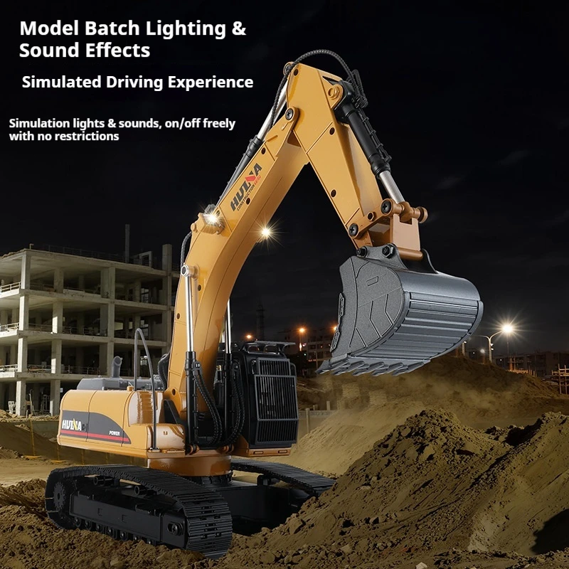 Upgraded Huina 1:14 Remote Control 1580 32ch Excavator Alloy Simulation Hydraulic Rc Engineering Vehicle Toy Premium Gifts Toy