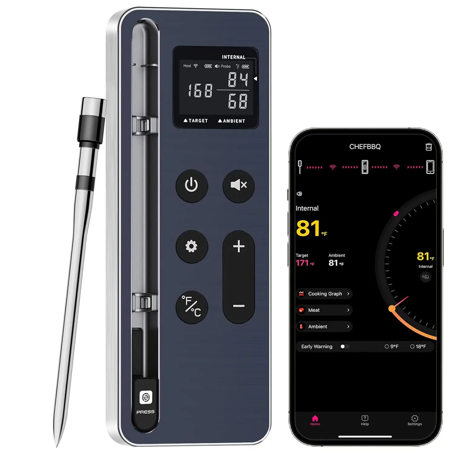 

Bluetooth Meat Thermometer Digital – Wireless Smart Digital Meat Thermometer for Grilling BBQ,Oven,Smoker, Air Fryer,and Kitchen