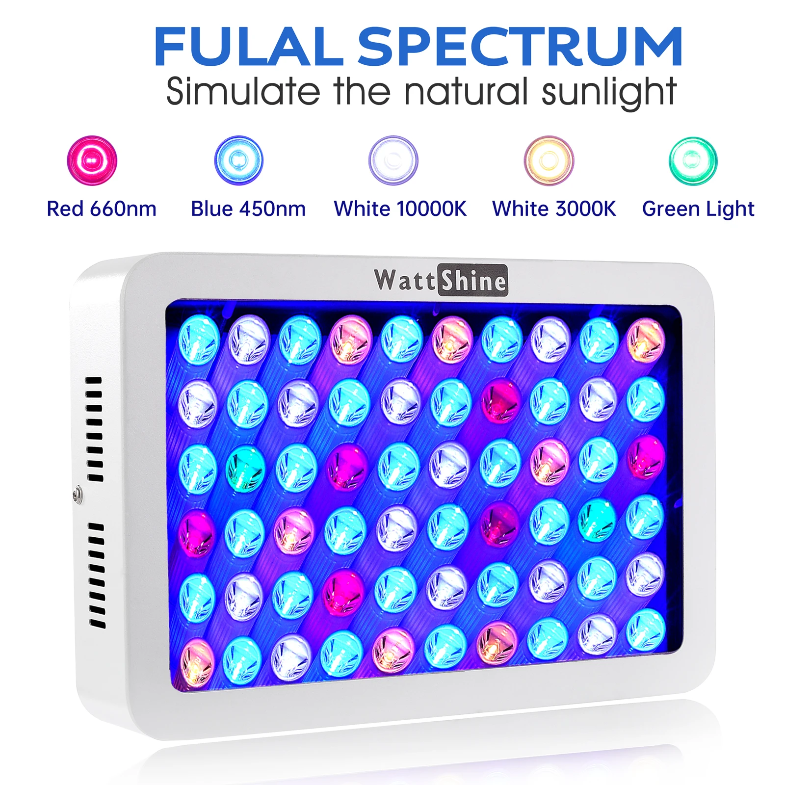 LED Coral Reef Light com canais duplos reguláveis, luzes do aquário, espectro completo, canções, LPS, SPS, aquário marinho, 180W