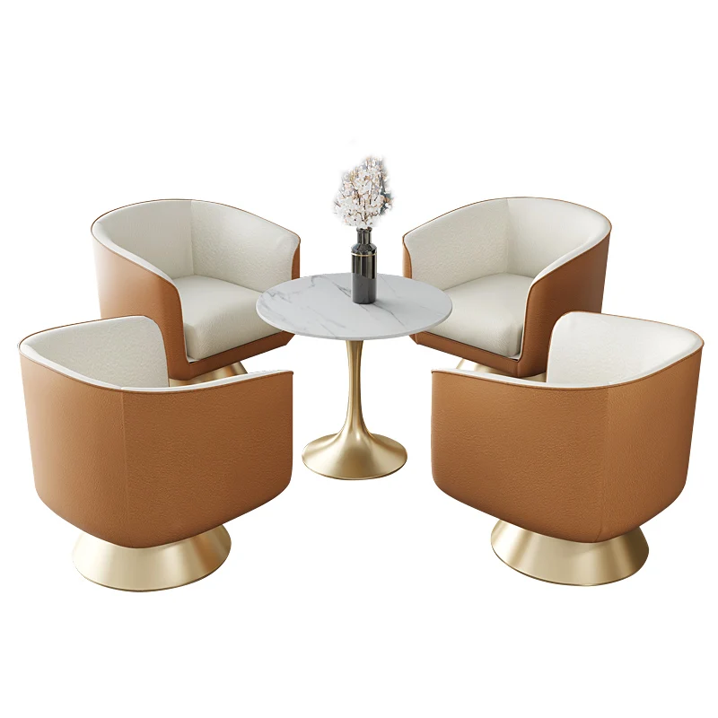 Leather Fabric Reception Sofa Lobby Exhibition Hall Beauty Salon Negotiation Table and Chair