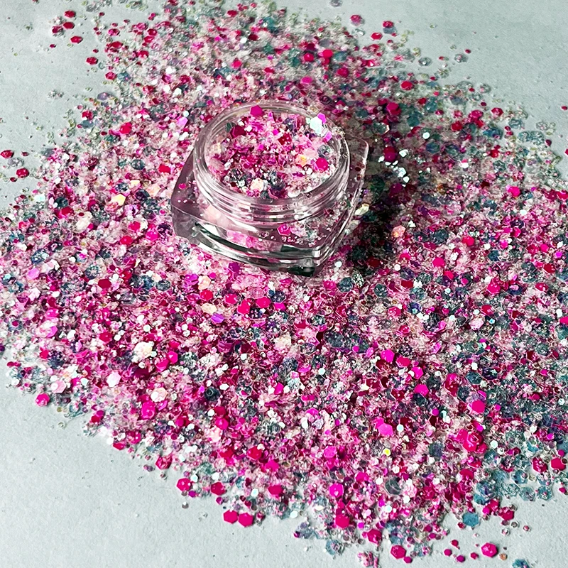 50g Pink Glitter Fairy Purple Sparkle Hexagon Mermaid Eye Face Crafts Mermaid Nail Art Tumbler Cup Shiny Sequins