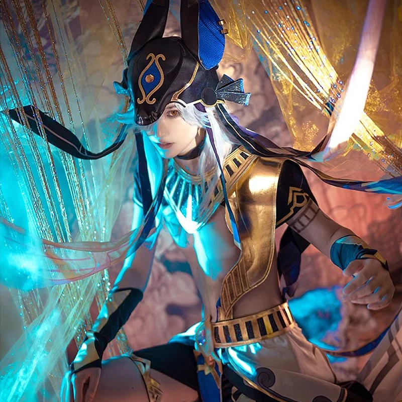 Cyno Cosplay Game Genshin Impact زي مجموعة كاملة من أزياء المعركة أزياء الهالوين كروسدرينج ملابس لعب الأدوار