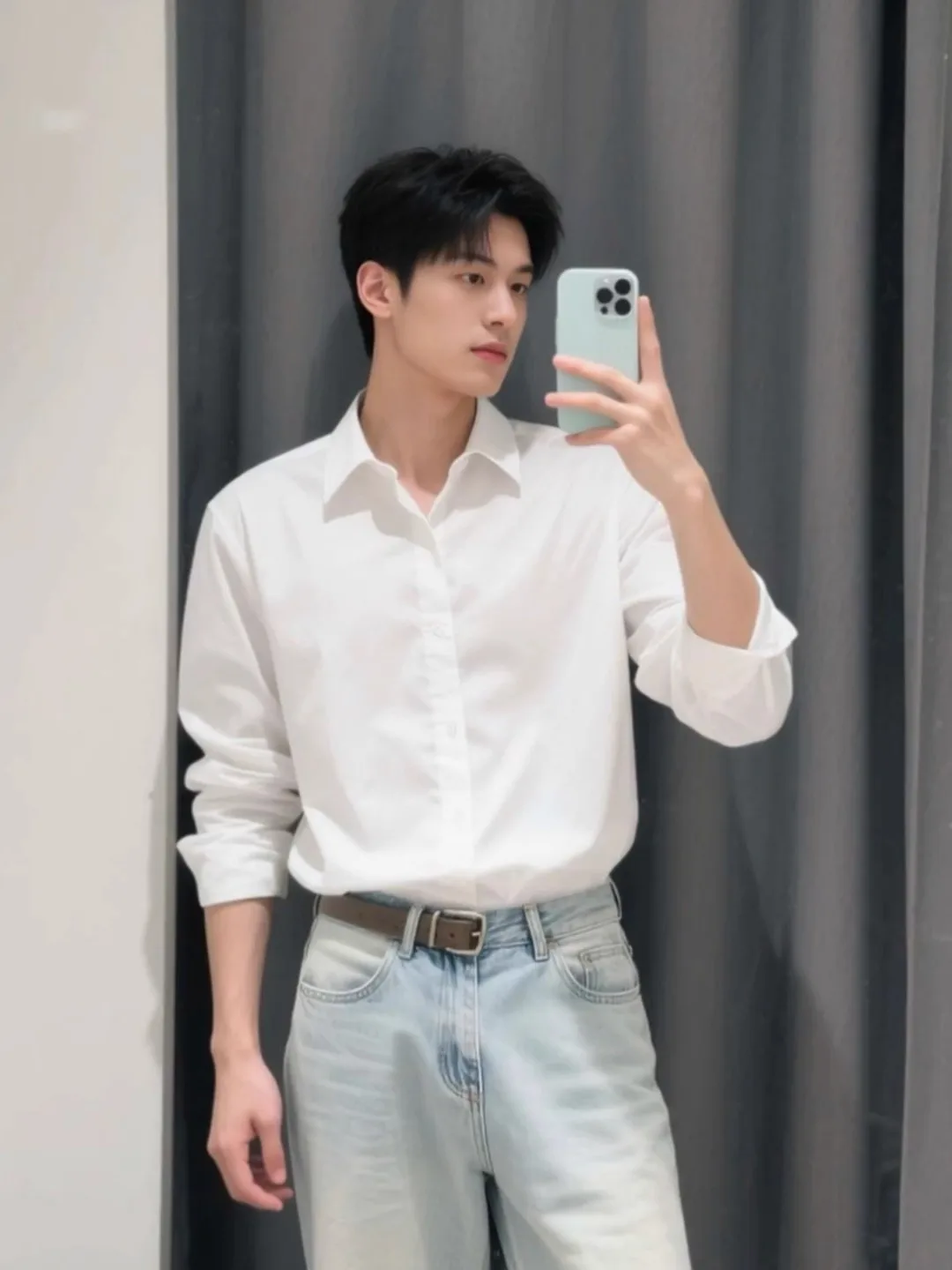 

Busin Casual Long Sve irt Men's Inner Wear Polyester Fiber Breathable Iron Free Regular Fit Pure Color Button up