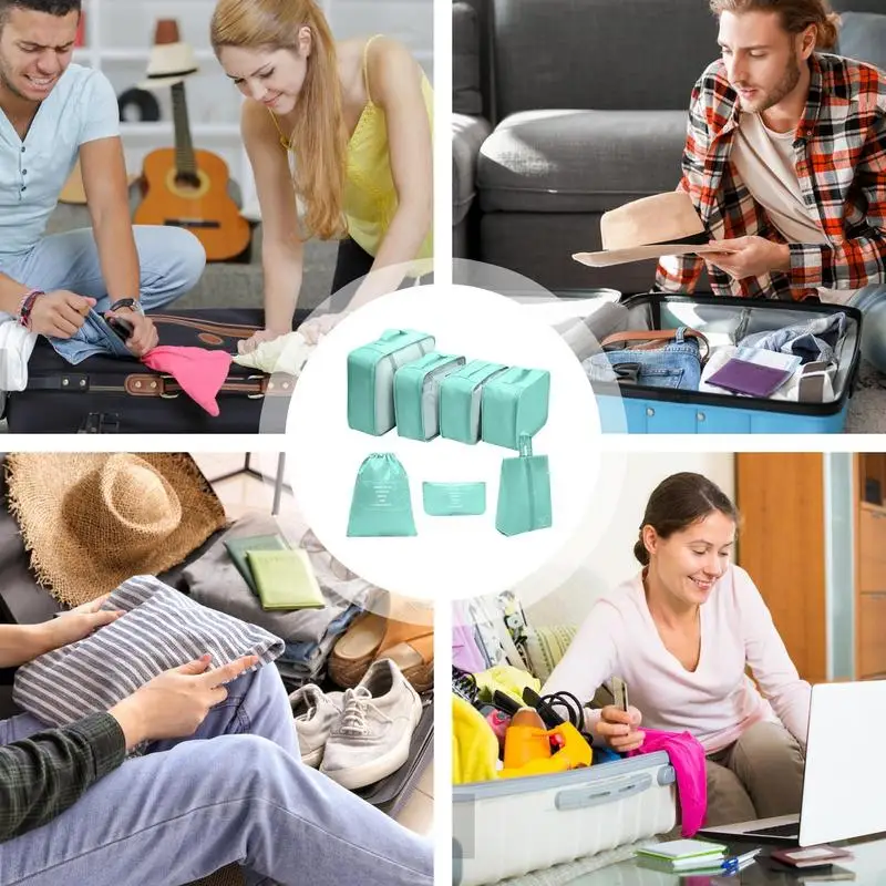 7 Pcs Travel Storage Bag Waterproof Large Capacity Luggage Clothes Sorting Storage Bag Set Multipurpose Travel Storage Bag