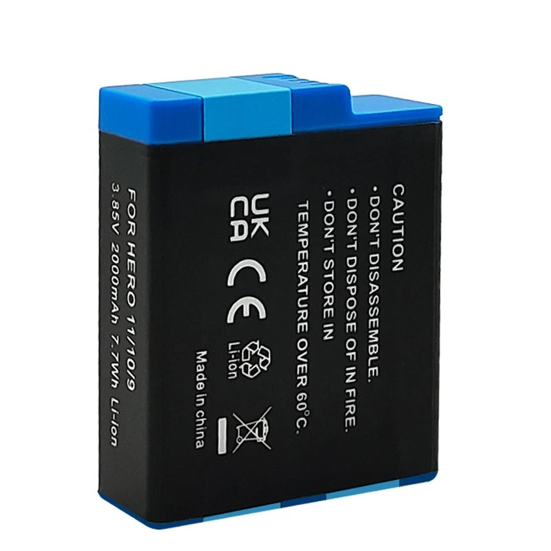 3.85V 2000mAh Battery Full Decoding for GoPro Hero 10  for GoPro Hero 9 for Go Pro 10 Hero 11 Sport Cameras