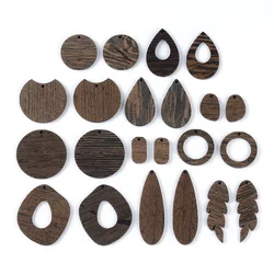 10PC Diy Jewelry Accessories Natural Wood Geometric Texture Retro Brown Drop-shaped Circular Triangle Handmade Earrings Pendants
