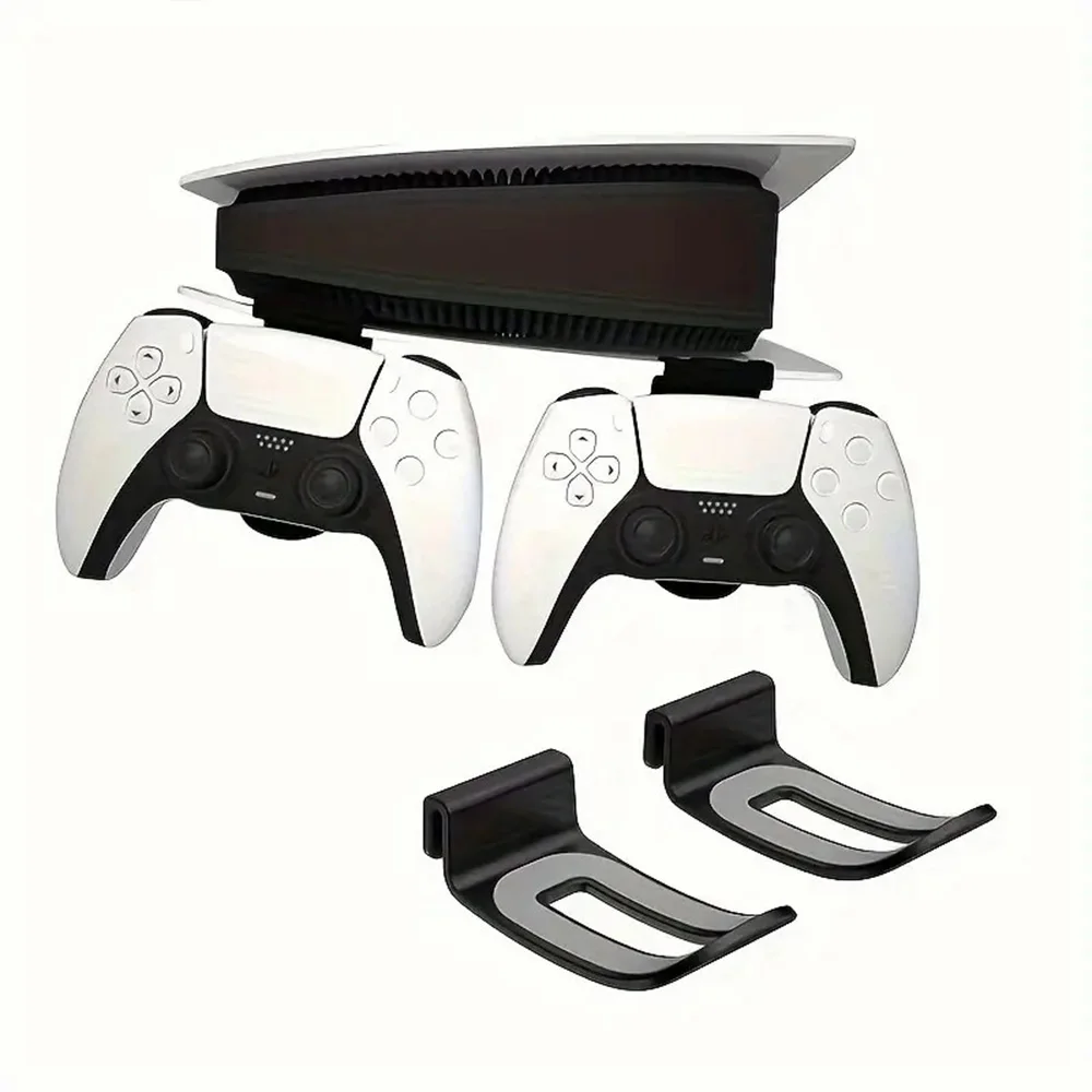 For Ps5 Wall Mount Bracket With Storage For Controller, Vr Headset & Headphones - Durable Abs Materia