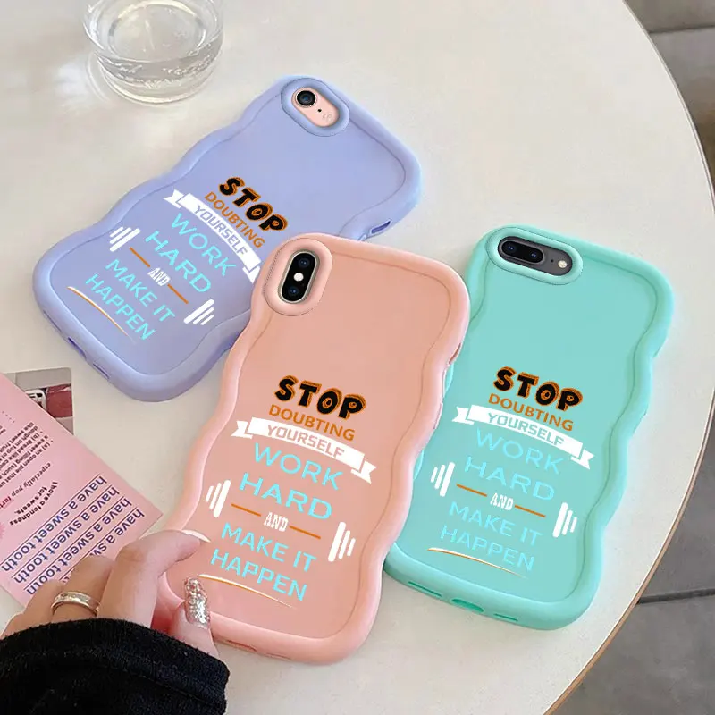 GYM Macalong Phone Case for iPhone 7 8 PLUS SE 2020 2022 X XS MAX Soft Coque Wavy edged Shockproof Cover