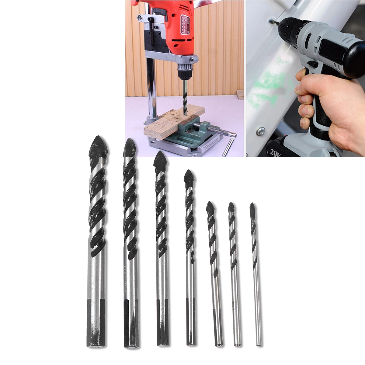

7 Pcs Drill Set Triangle Glass Ceramic Bits Concrete Tile Easy Penetration Durable Premium Material Reinforced Head
