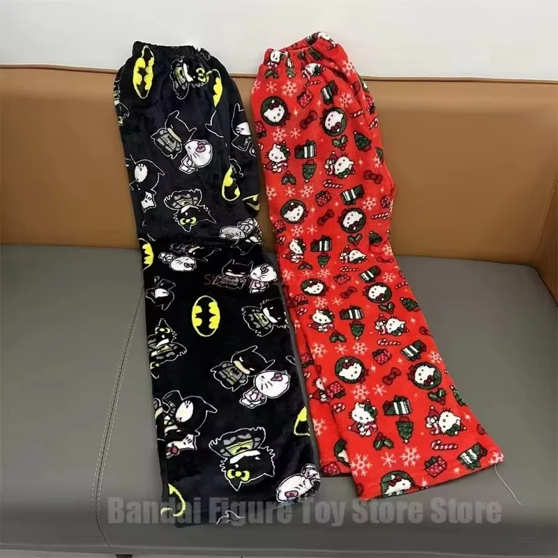 Batman sanrio outono hellokitty calças de pijama y2k dos desenhos animados hip hop senhoras quente casual pelúcia estilo natal flanela calças bonitos roupas