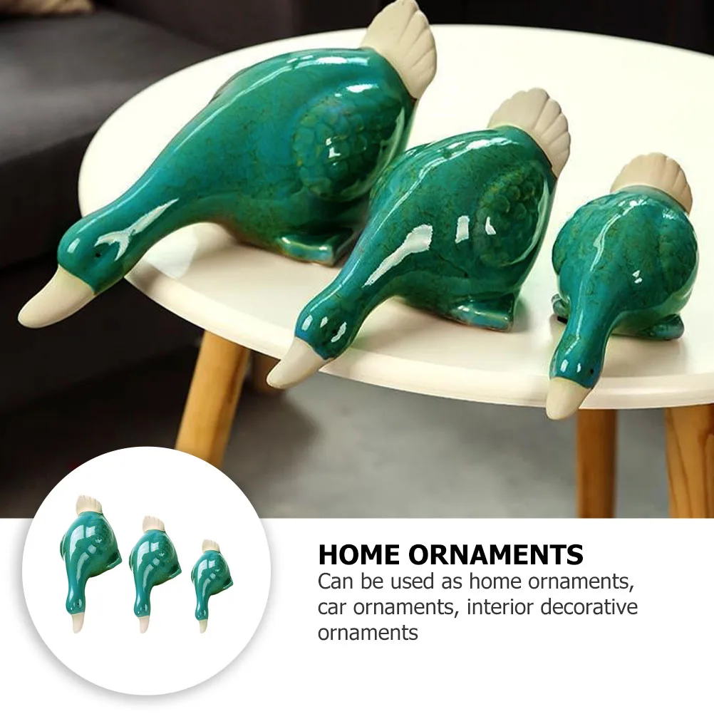 

3 Pcs Ceramic Duck Ornaments Desktop Statue Decor Figurines Crafts Home Ducks Dollhouse