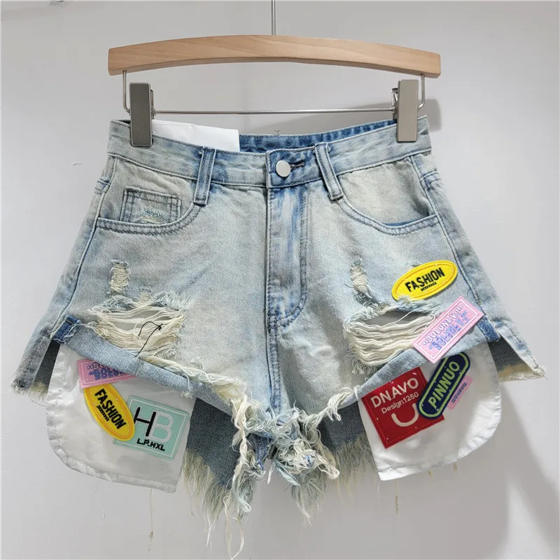 Spice Girls High Street Rough Rim Denim Hot Pants Summer New Skinny Versatile Ripped Shorts Women's Tide  Booty Shorts