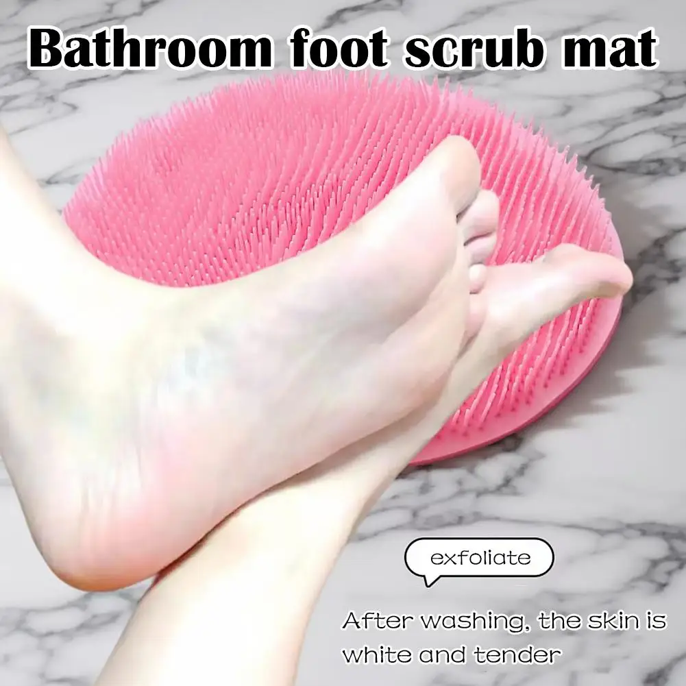 Exfoliating Brush for Feet Foot Wash Mat Brush Body Wash Scrubber in Shower Silicone Bath Massage Mat Back Brush Wall Mounted